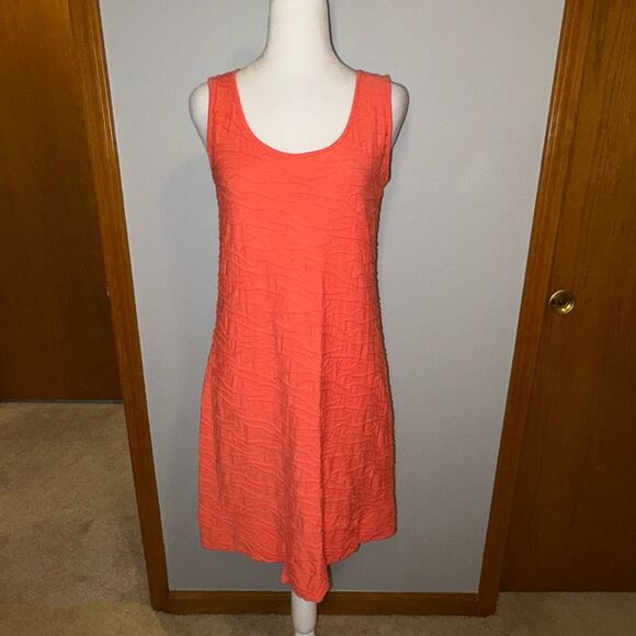 Horny Toad Samba Wave Tank Dress coral textured scoop neck size M - Picture 1 of 10